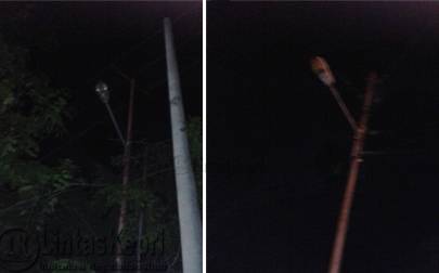 lampu penerangan jalan umum (PJU) di sejumlah titik jalan Kota Tanjungpinang banyak tidak menyala
